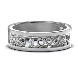 Men's Two-Stone Interwoven Infinity Band