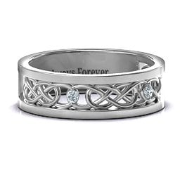 Men's Two-Stone Interwoven Infinity Band