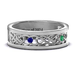 Men's Two-Stone Interwoven Infinity Band