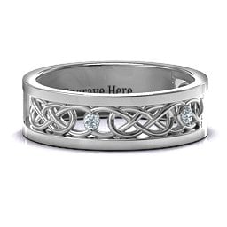 Men's Two-Stone Interwoven Infinity Band