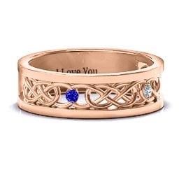 Men's Two-Stone Interwoven Infinity Band