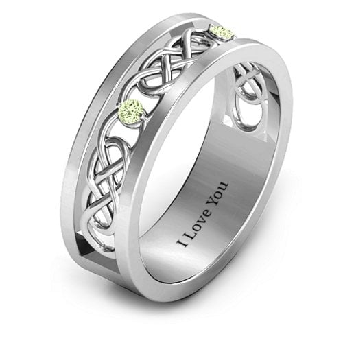 Men's Two-Stone Interwoven Infinity Band