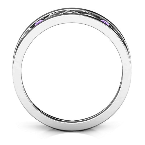 Men's Two-Stone Interwoven Infinity Band – Sterling Silver with Amethyst