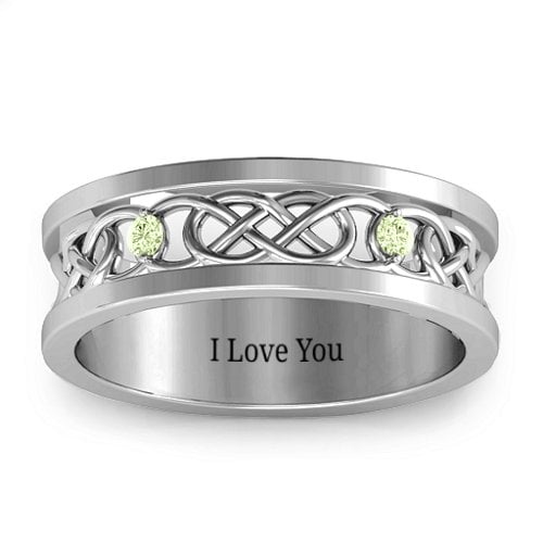 Men's Two-Stone Interwoven Infinity Band