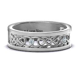Men's Two-Stone Interwoven Infinity Band in 925 Sterling Silver with Cubic Zirconia