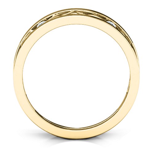 Men's Two-Stone Interwoven Infinity Band – 10K Yellow Gold with Diamond