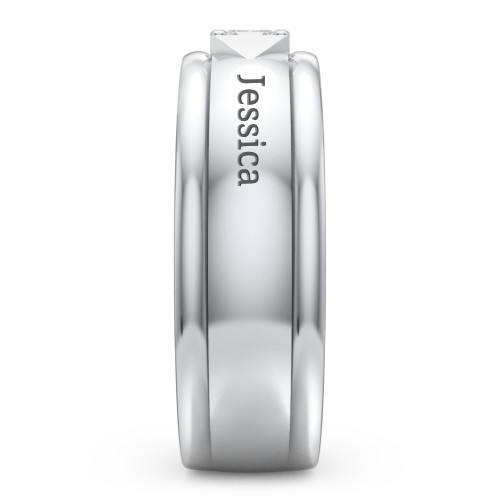 Men's Timeless Two Stone Ring – Sterling Silver with Diamond