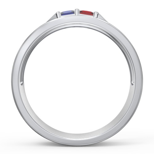 Men's Timeless Two Stone Ring – Sterling Silver with Blue Sapphire and Garnet
