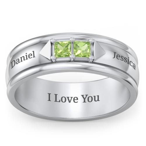 Men's Timeless Two Stone Ring – Sterling Silver with Peridot