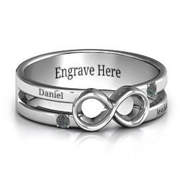 Men's Accented Infinity Ring in 925 Sterling Silver with Alexandrite