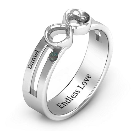 Men's Accented Infinity Ring – Sterling Silver with Alexandrite