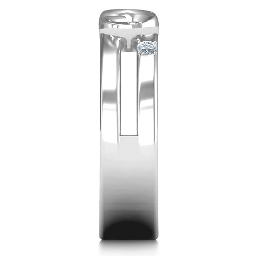 Men's Accented Infinity Ring – Sterling Silver with Blue Sapphire and Cubic Zirconia