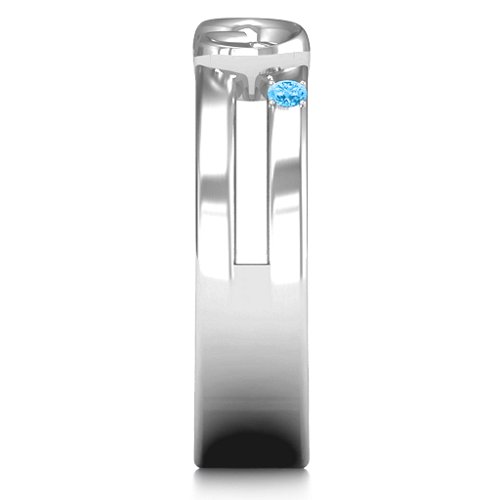 Men's Accented Infinity Ring – Sterling Silver with Blue Topaz