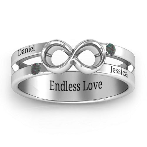 Men's Accented Infinity Ring – Sterling Silver with Alexandrite