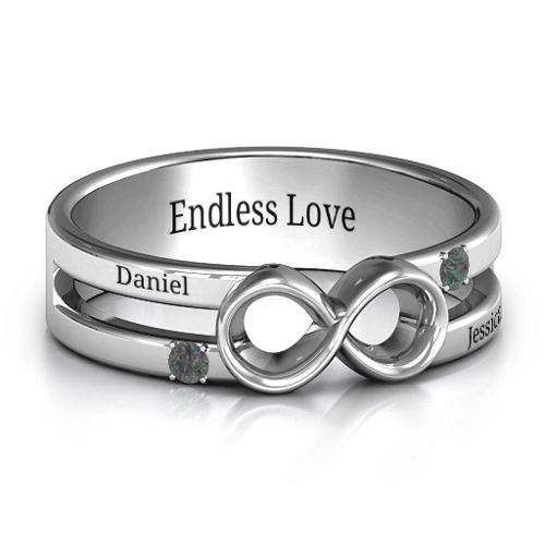 Men's Accented Infinity Ring – Sterling Silver with Alexandrite