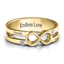 Men's Accented Infinity Ring in 10K Solid Yellow Gold with Diamond