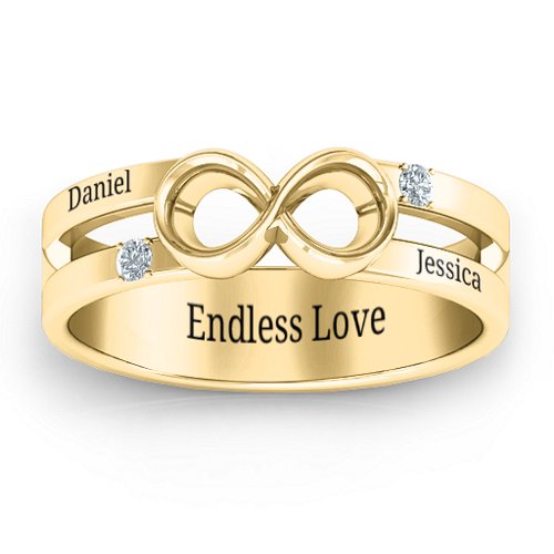 Men's Accented Infinity Ring – 10K Yellow Gold with Diamond