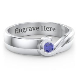 Men's Half Heart Ring with Birthstone