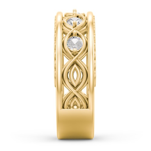 Men’s 5-Stone Infinity Ring – 10K Yellow Gold with Cubic Zirconia