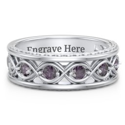 Men’s 5-Stone Infinity Ring in 925 Sterling Silver with Alexandrite