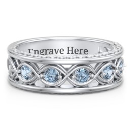 Men’s 5-Stone Infinity Ring in 925 Sterling Silver with Blue Topaz
