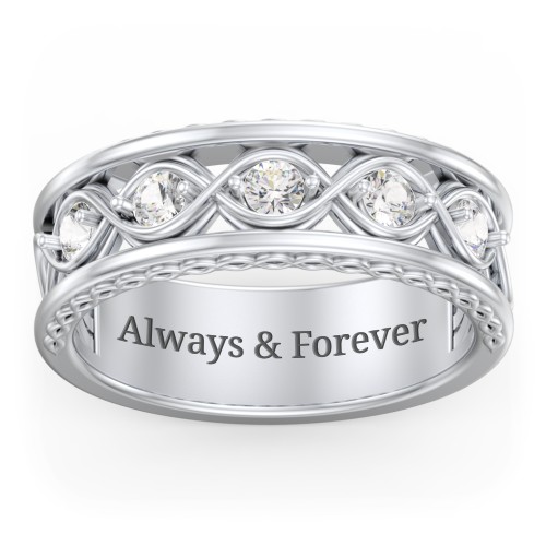 Men’s 5-Stone Infinity Ring – Sterling Silver with Cubic Zirconia