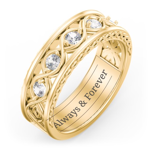 Men’s 5-Stone Infinity Ring – 10K Yellow Gold with Cubic Zirconia
