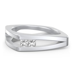 Men’s Squared Split Shank Ring with Princess Cut Gemstones
