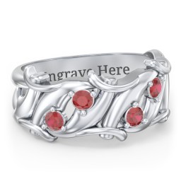 Men’s 4-Stone Organic Leaf Ring