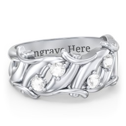 Men’s 4-Stone Organic Leaf Ring