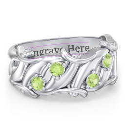 Men’s 4-Stone Organic Leaf Ring