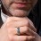 Men’s 3-Stone Ring with Twisted Rope Pattern – Sterling Silver with Garnet and Smokey Quartz