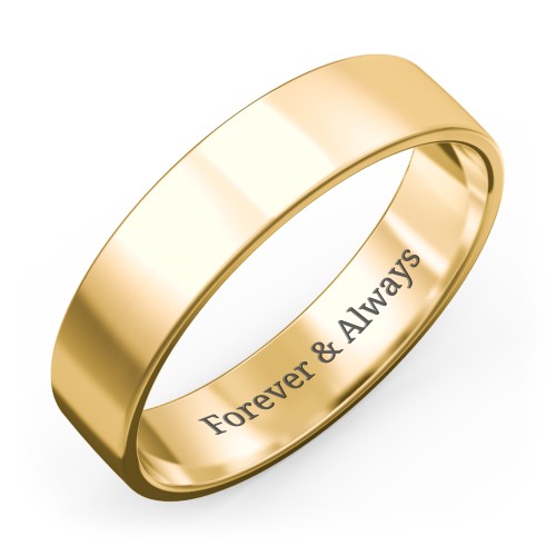 Men's Classic Flat Wedding Band - 5mm Width – 10K Yellow Gold