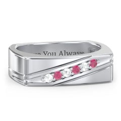 Men’s Flat Top Family Ring with Gemstones