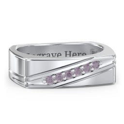 Men’s Flat Top Family Ring with Gemstones