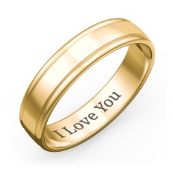 Men's Round Edge Wedding Band - 5mm Width in 10K Solid Yellow Gold