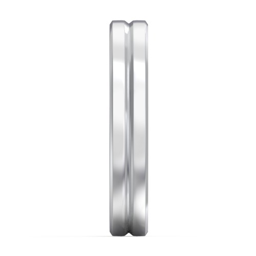 Men's Beveled Edge Wedding Band with V Groove- 4mm Width – Sterling Silver