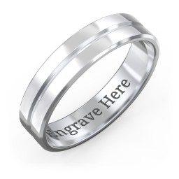 Men's Beveled Edge Wedding Band with V Groove- 5mm Width