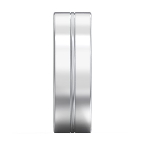 Men's Wedding Band with Rounded Polished Centre Groove- 7mm Width – Sterling Silver