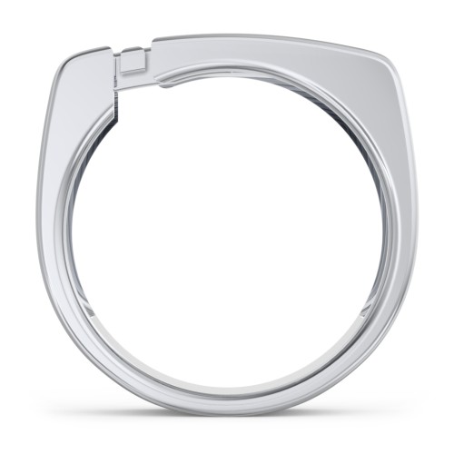 Men’s Squared Cross Ring with Baguette Gemstones – Sterling Silver with Blue Sapphire and Smokey Quartz
