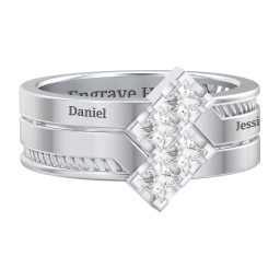 Men’s Family Ring with Princess Cut Stones