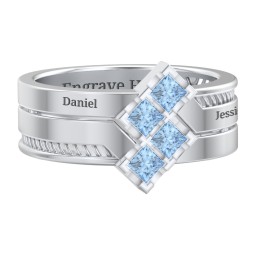 Men’s Family Ring with Princess Cut Stones