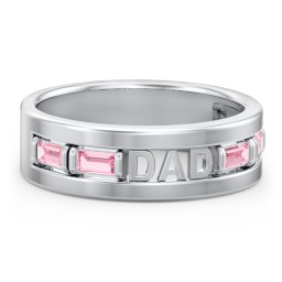 Men’s “Dad” Family Ring with Baguette Birthstones