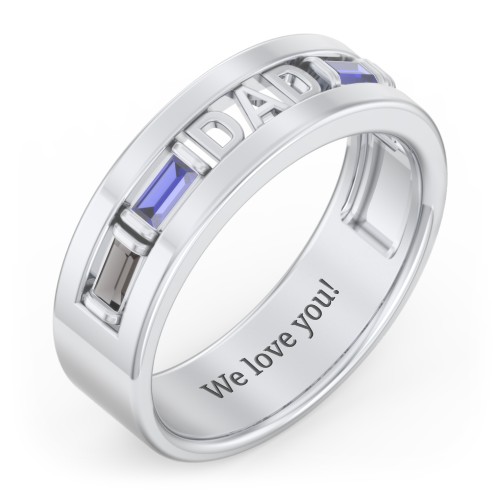 Men’s “Dad” Family Ring with Baguette Birthstones