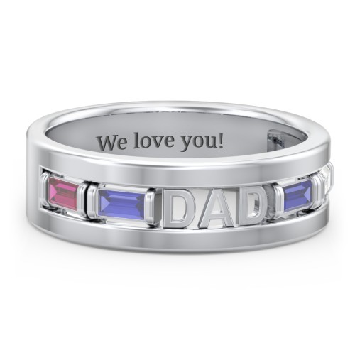 Men’s “Dad” Family Ring with Baguette Birthstones