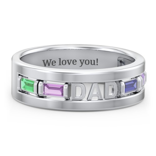 Men’s “Dad” Family Ring with Baguette Birthstones