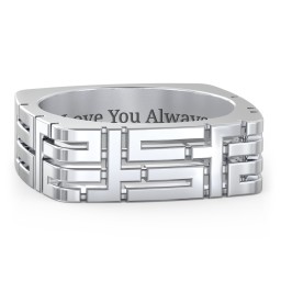 Men’s Square Geometric Ring in 925 Sterling Silver