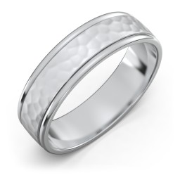 Men's Round Edge Wedding Band with Hammer Texture - 6mm
