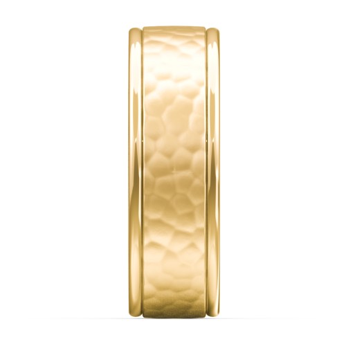 Men's Round Edge Wedding Band with Hammer Texture - 7mm – 10K Yellow Gold