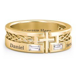 Men’s Cross Ring with East-West Baguette Gemstones